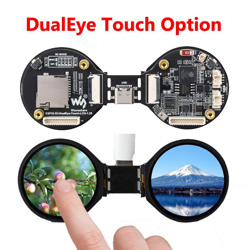ESP32-S3 AI DualEye TouchEye N16R8 1.28inch IPS Displays For XiaoZhi Deepseek Supports Wi-Fi / Bluetooth 5 Waveshare
