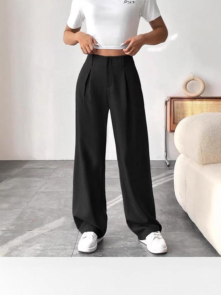 2025 Spring/Summer Women's Drapey High-waisted Slimming Wide-Leg Floor-Length Pants