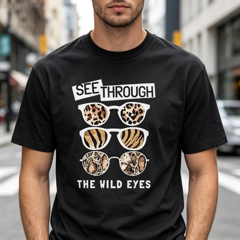 Vintage See Through Sunglasses Print Tshirt Premium Soft Cotton Casual Daily Unisex Tee Oversized T Shirt Y2k Clothes