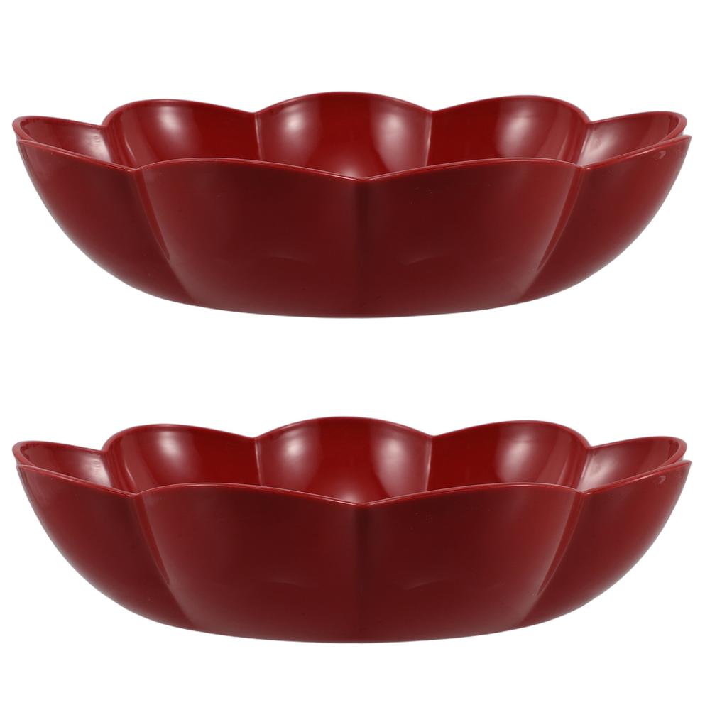 2Pcs Festive New Year Plastic Serving Platter Set Round Candy Fruit Snack Tray for Living Room Parties Appetizers Desserts