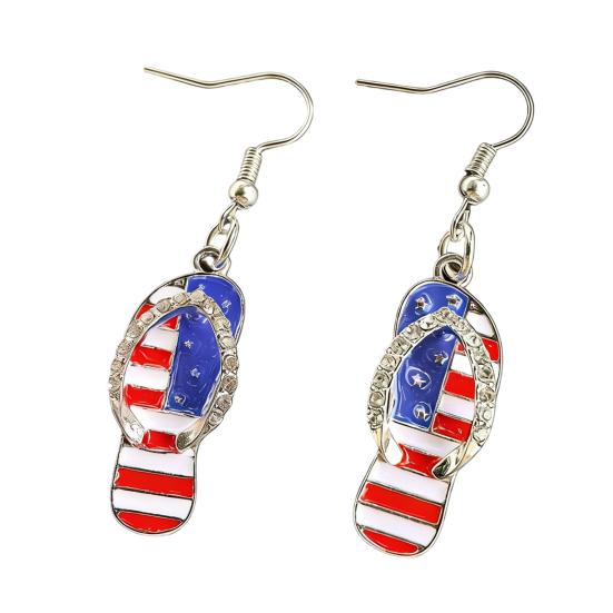 

1 Pair Hook Earrings American Independence Day Pattern Hollow Heart Star Shape Red White Blue Earrings Jewelry Accessories C
