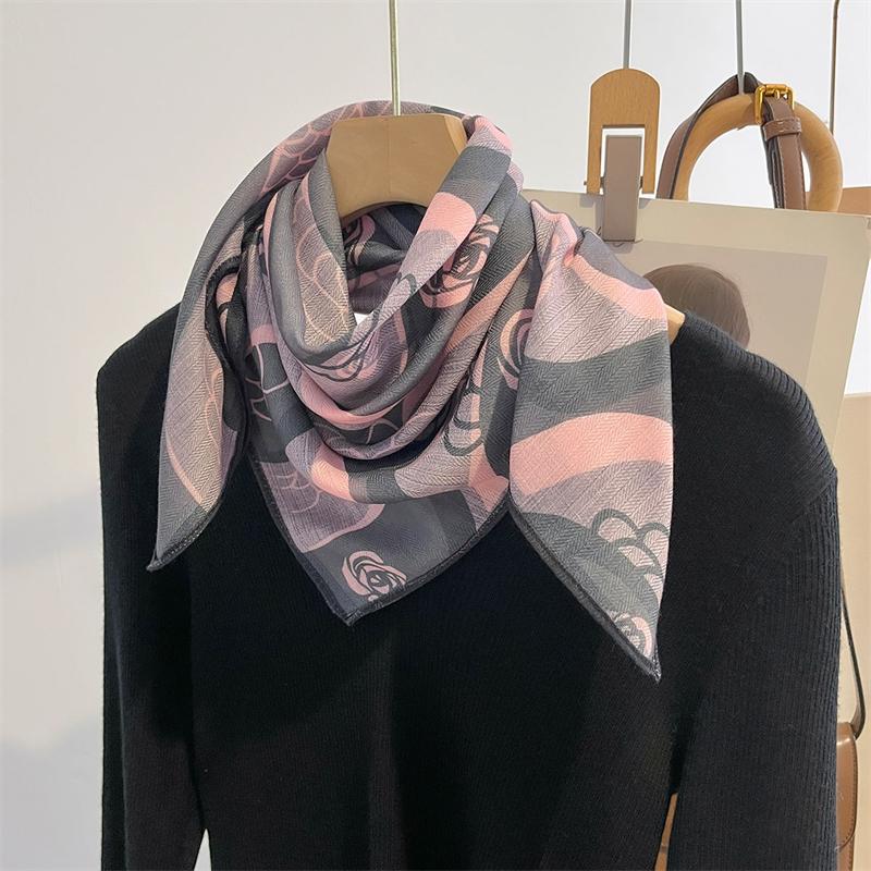 Damen Druck Quadratischer Schal Mode Retro Bandanas Leicht Flecken Halstuch Stirnband