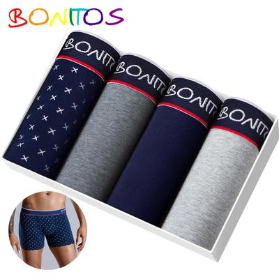 4Pcs Cotton Men's Underpants Print Boxers For Men Sexy Men Underwear