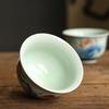 1 Pc Chinese Tradition Handmade Ceramic Tea Cup Exquisite Hand Painted Peach Pattern Tea Bowl Tea Set Porcelain Teacup 70ml