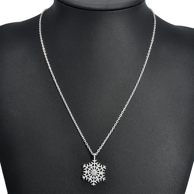 Fashion Charms Lady Crystal Snowflake Zircon Flower Silver Plated Necklaces Jewelry For Women