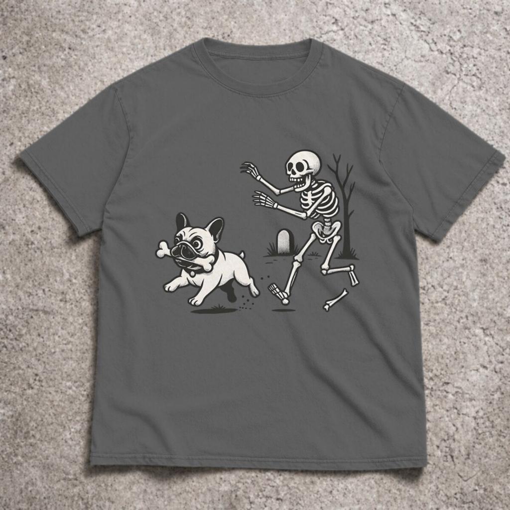Unisex Casual Summer TShirt Funny Dog Graphic T Shirts Crew Neck Short Sleeve Tee Halloween Skeleton Design Tees Trendy Unisex Shirts