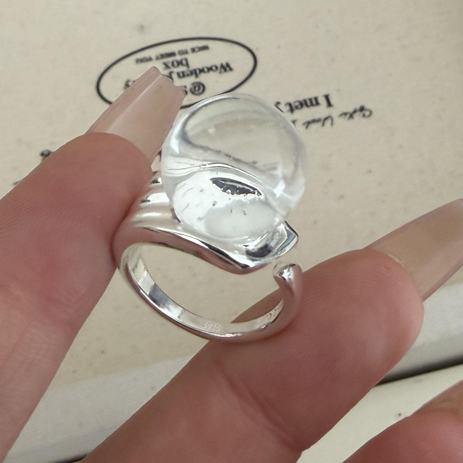 

BF CLUB 925 Sterling Rings for Women Simple Geometric Handmade Irregular Retro Glasses Ring Allergy For Birthday Gift resizable