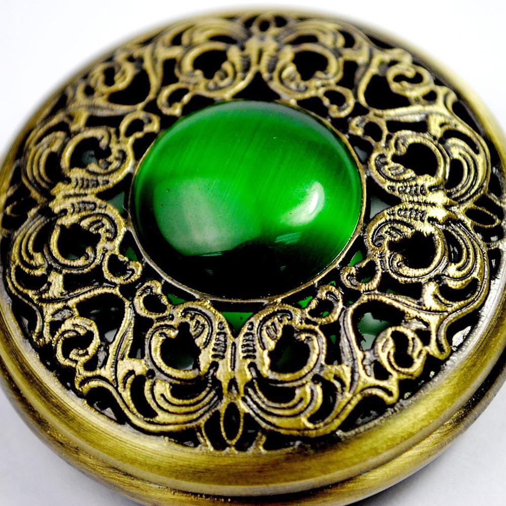 Vintage Emerald Stone Pocket Watch Gothic Fashion Retro Green Opal Pocket Watch