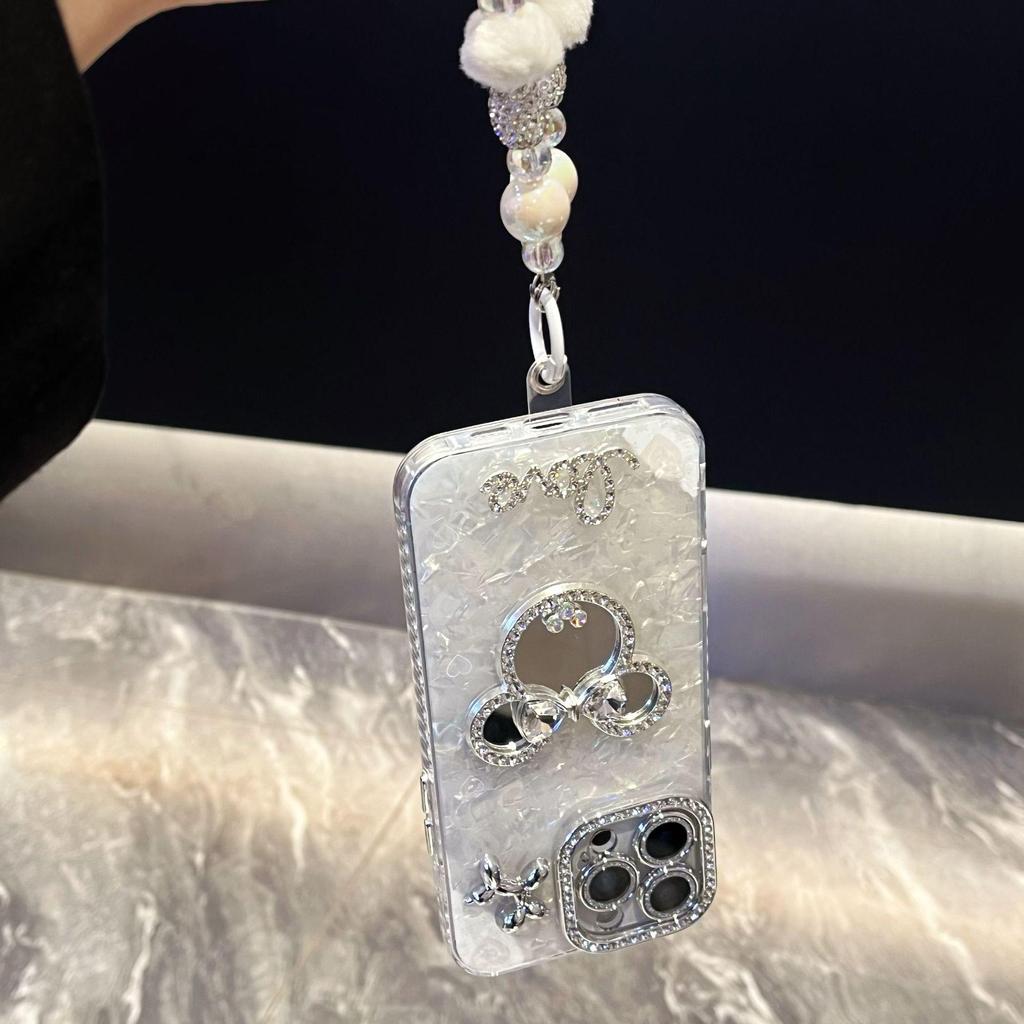 Glitter Shell Rhinestone Mirror Case for iPhone 17 Pro Max/Apple 14/15