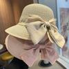 French Elegant Bow Straw Hat Fashion Versatile Sun Hat Women's Seaside Sun Hat Spring and Summer Big Eaves Sun Protection Hat