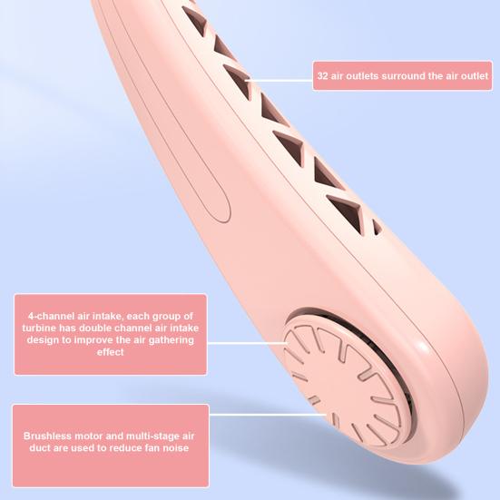 Portable Neck Fan Mini Leafless Ultra Quiet 360 Degree Cool Fans 3 Gear Wind Speeds USB Rechargeable Hands-Free Outdoor Sport Cooling Tools