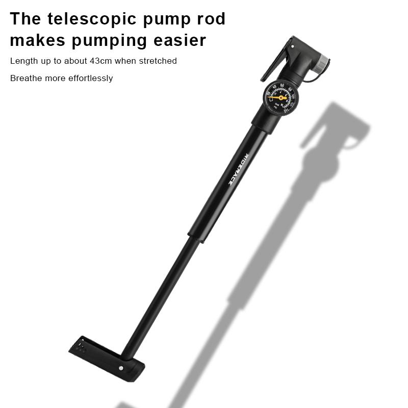 Portable Bicycle Pump with Gauge Aluminum Alloy Hand Tire Air Inflator Bike Car Scooter Schrader Presta Valve AV FV