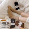 Female Winter Thickened Embroidery Warm Solid Color Vertical Bar Floor Sleeping Tube Socks