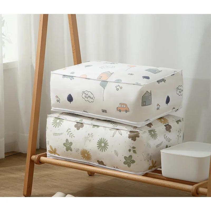 Household Three-dimensional Quilt Storage Bag PEVA Clothes Quilt Storage Box Household Transparent Printed Large Capacity