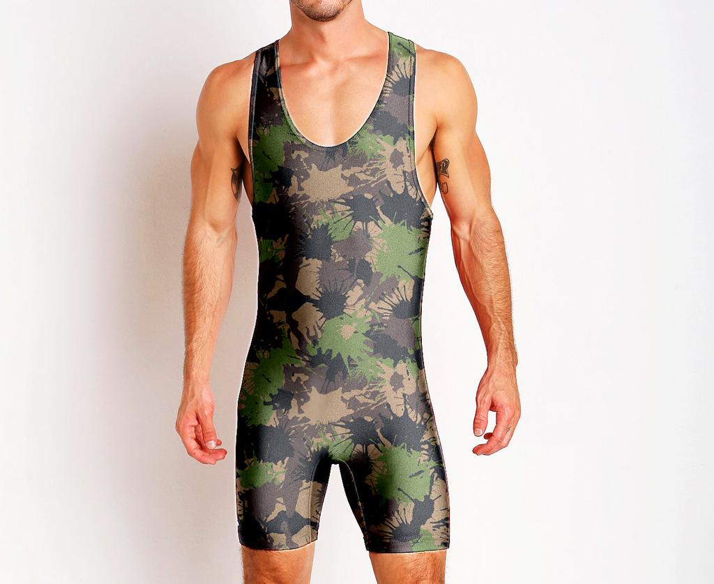 Wrestling suit Wrestling suit One-piece swimsuit Men's gym suit Sportswear Sweat-absorbing light weight training suit