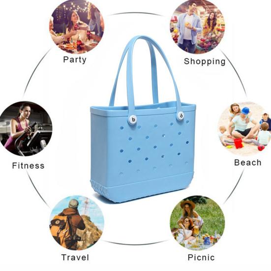 

Водонепроницаемая пляжная сумка из ПВХ с отверстиями, нескользящая ручка, большая вместительная открытая сумка-тоут, принадлежности для пикника у морского бассейна