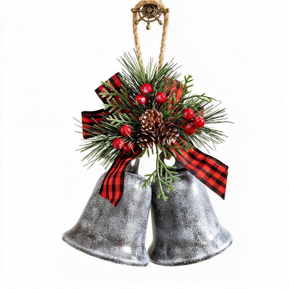 Vintage Open Christmas Hanging Bells Rustic Xmas Pendant Exquisite Christmas Tree Ornament Window