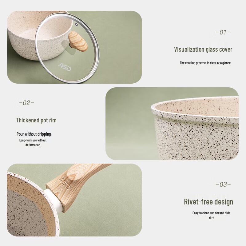 ASD 18cm Maifan Stone Non-stick Saucepan
