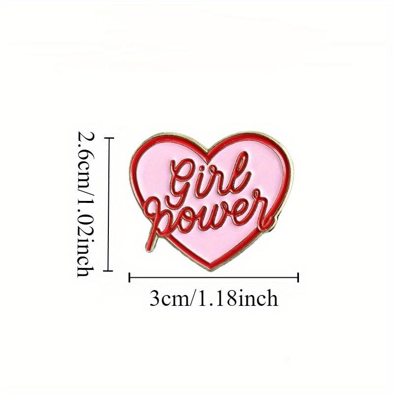 1pc 'Girl Power' Pink Heart Enamel Pin For Girls, Feminine Motivation Metal Badge, Fashion Accessory, Elegant Style Brooch