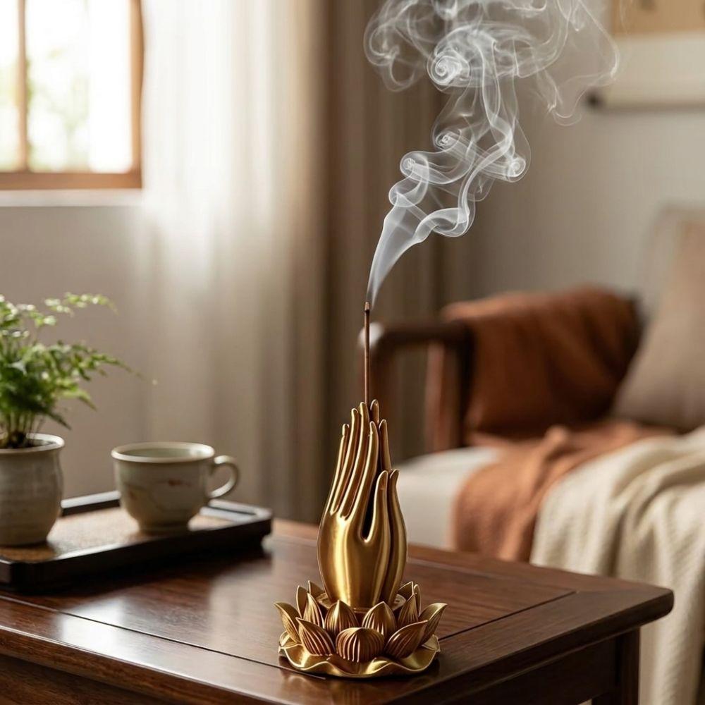 Praying Hand Lotus Hand Incense Holder Lotus-Base Tabletop Incense Base Study Room