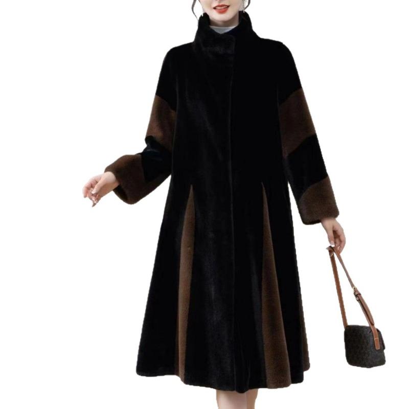 Imitation mink coat women's clothing plus size fashion imitation fur winter thickened imitation mink long stand-up coat