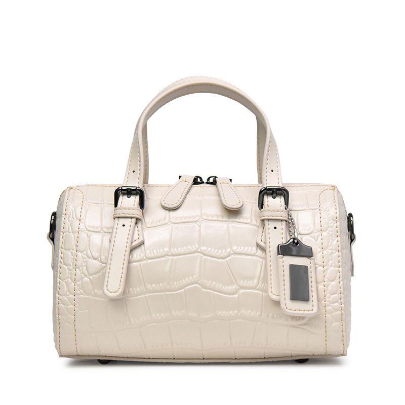 

Crocodile Pattern 2025 New Small Bag Shoulder Pillow Bag Genuine Leather Portable Women s Bag Light Luxury Genuine Leather Women s Bag Boston Bag Light beige