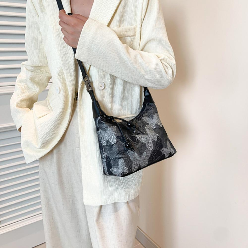 Fashion Butterfly Embroidery Bag Commute Cross Body Bag Portable New Chinese Style Bag  Girls