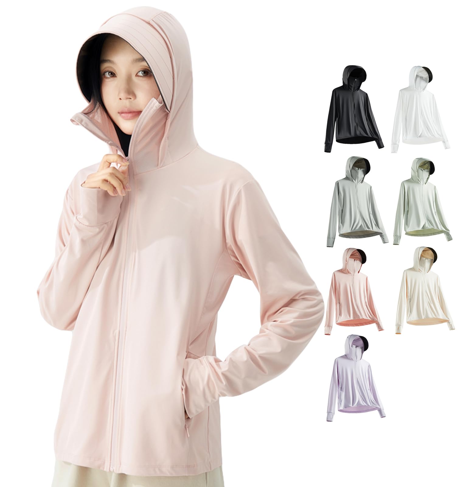 

Худи с защитой от УФ-лучей, рашгард, солнцезащитный тонкий худи, худи с длинным рукавом, защита от УФ-лучей, дышащий, легкий, с капюшоном, с отверстиями для пальцев, розовый, 2XL розовый