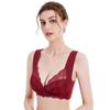 European and American plus-size front-opening button tank top, sexy lace wireless bra, push-up seamless women's lingerie