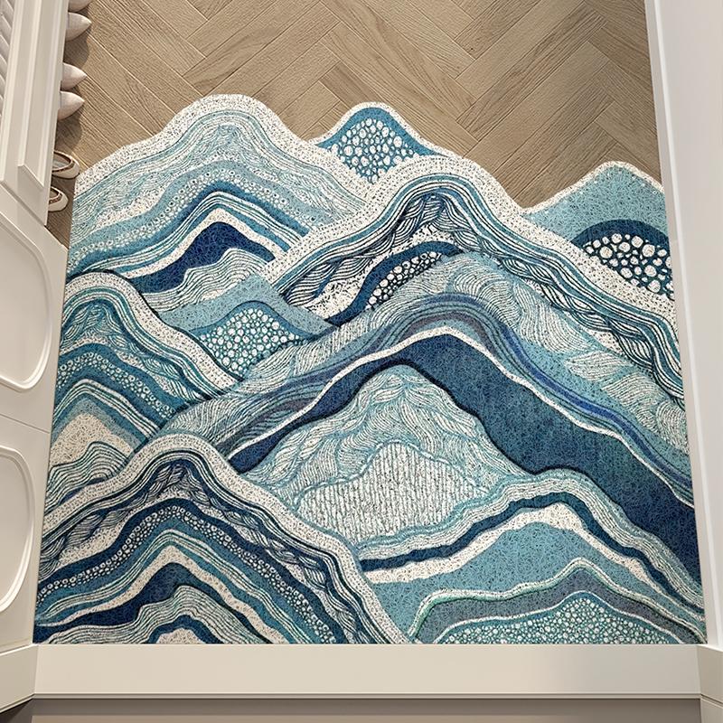 PVC Front Door Anti Slip Foot Mat, Can Be Cut Blanket, Entrance Floor Mat, Advanced  New Wave Silk Ring