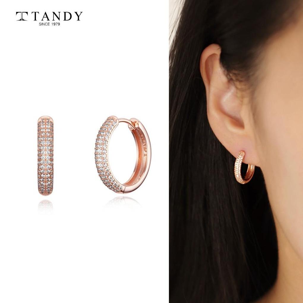 [TANDY] TANDY Silver 925 Zirconia Luxury Cubic One-Touch Earrings TDE307 Rose Gold