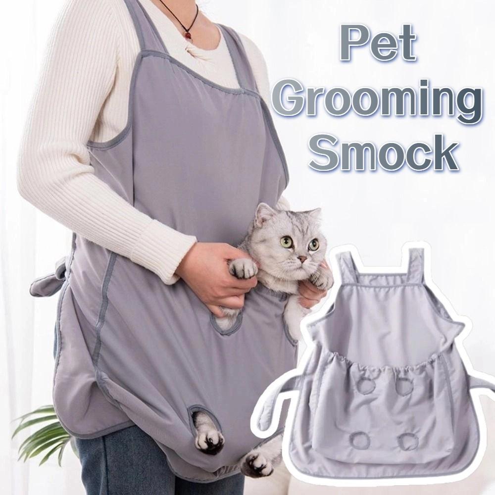 Adjustable Pet Grooming Smock Elastic Pocket Cat Holding Apron Pet Carrier Apron  Home Use