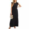 Abito Estivo Solido Casual da Donna Taglia Forte Vita Ampia Elegante A Linea Abito Lungo Moda Femminile Semplice Abiti da Ufficio per Signore 24499