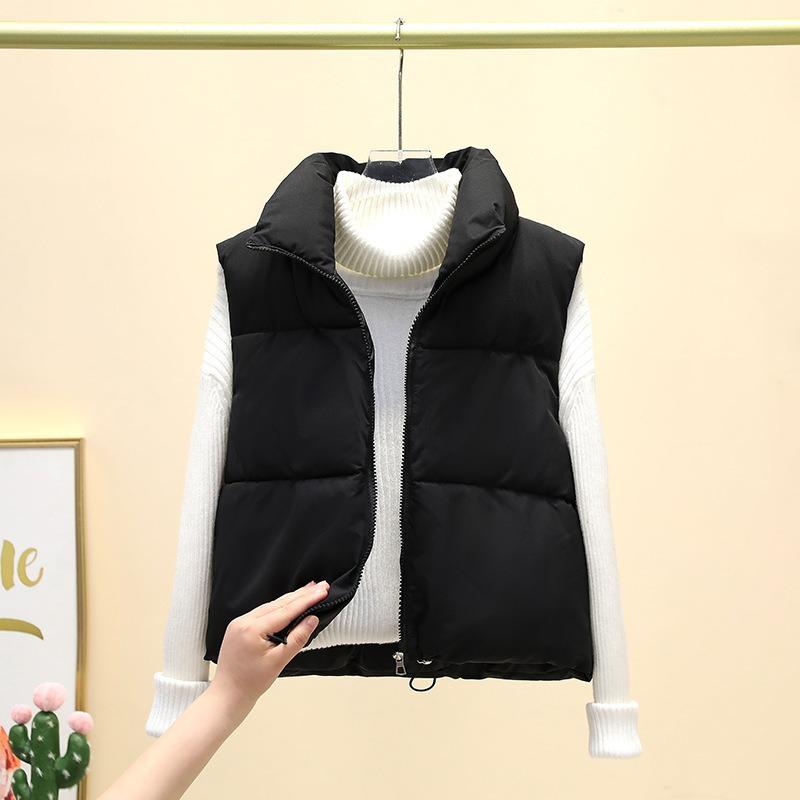 New winter cotton vest women's versatile loose fashion and thin simple stand-up collar short vest jacket