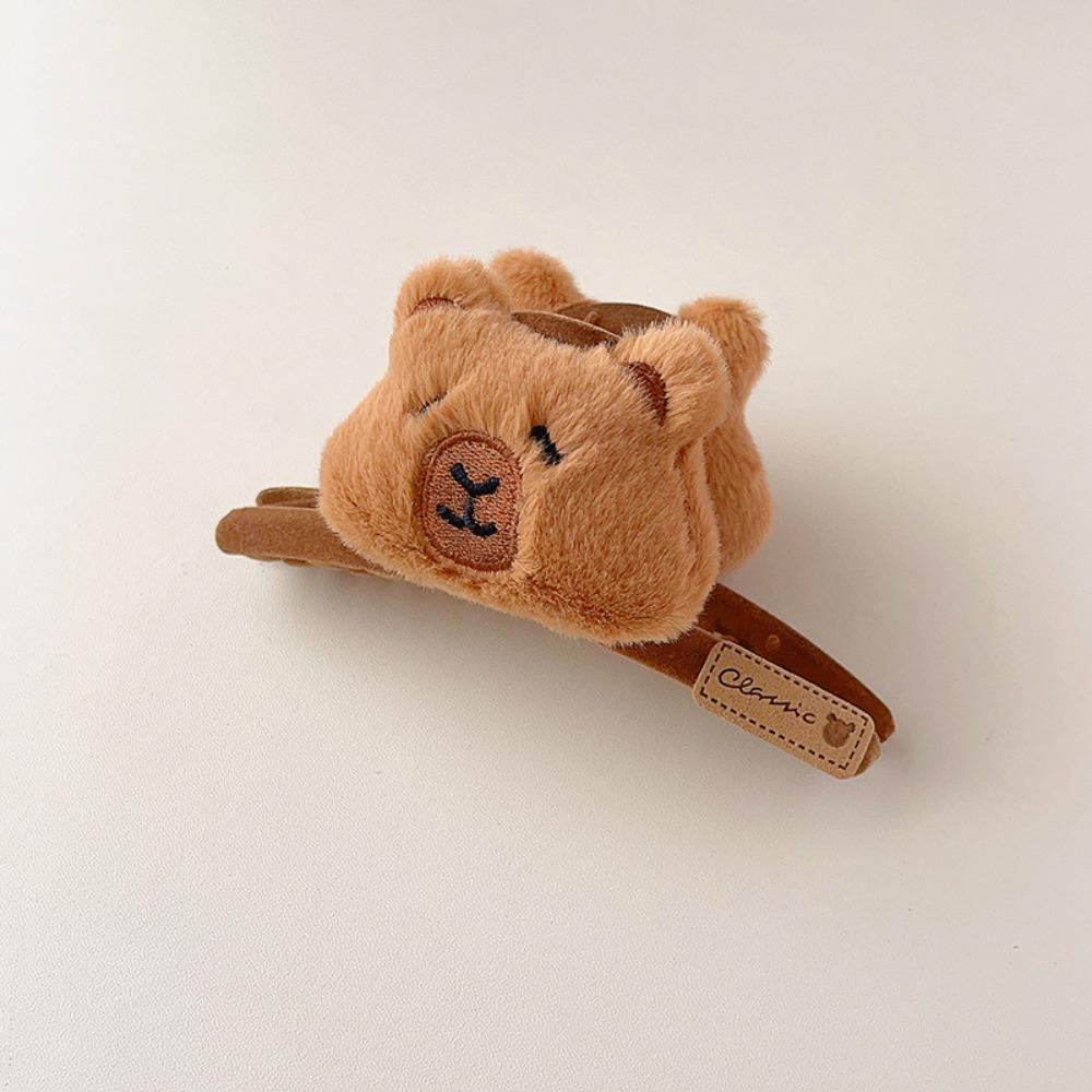 Hair Accessories Flocking Capybara Hair Ring Kawaii Sweet Cartoon Duckbill Clip Animal Funny Plush Claw Clip School