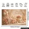 2D Vintage Cream Floral Girls Birthday Cake Smash Photography Backdrop Decor