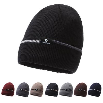 Autumn Winter Knitted Hat Men Wool Hat Velvet Warm Outdoor Riding Sports Hat Sleeve Cap Skullies Beanies Ski Slouchy Cap