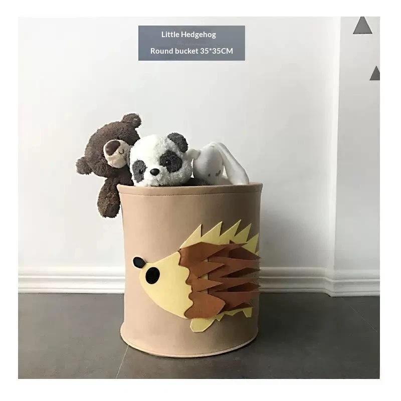 Cute Cartoon Animal Felt Storage Basket Large Capacity Foldable Laundry Hamper for Kids Bedroom Toy Organization