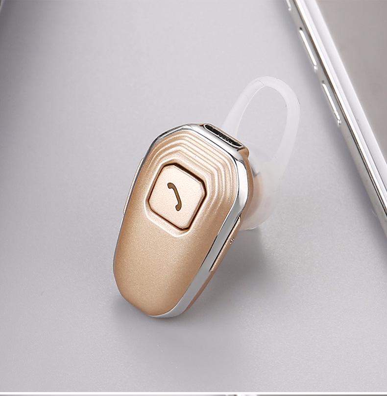 

Бездротова міні-гарнітура Bluetooth BT3210: Одностороння, з гачком за вухо, тривалий час роботи від батареї, якість HD-дзвінків для водіння та роботи на винос. золотий