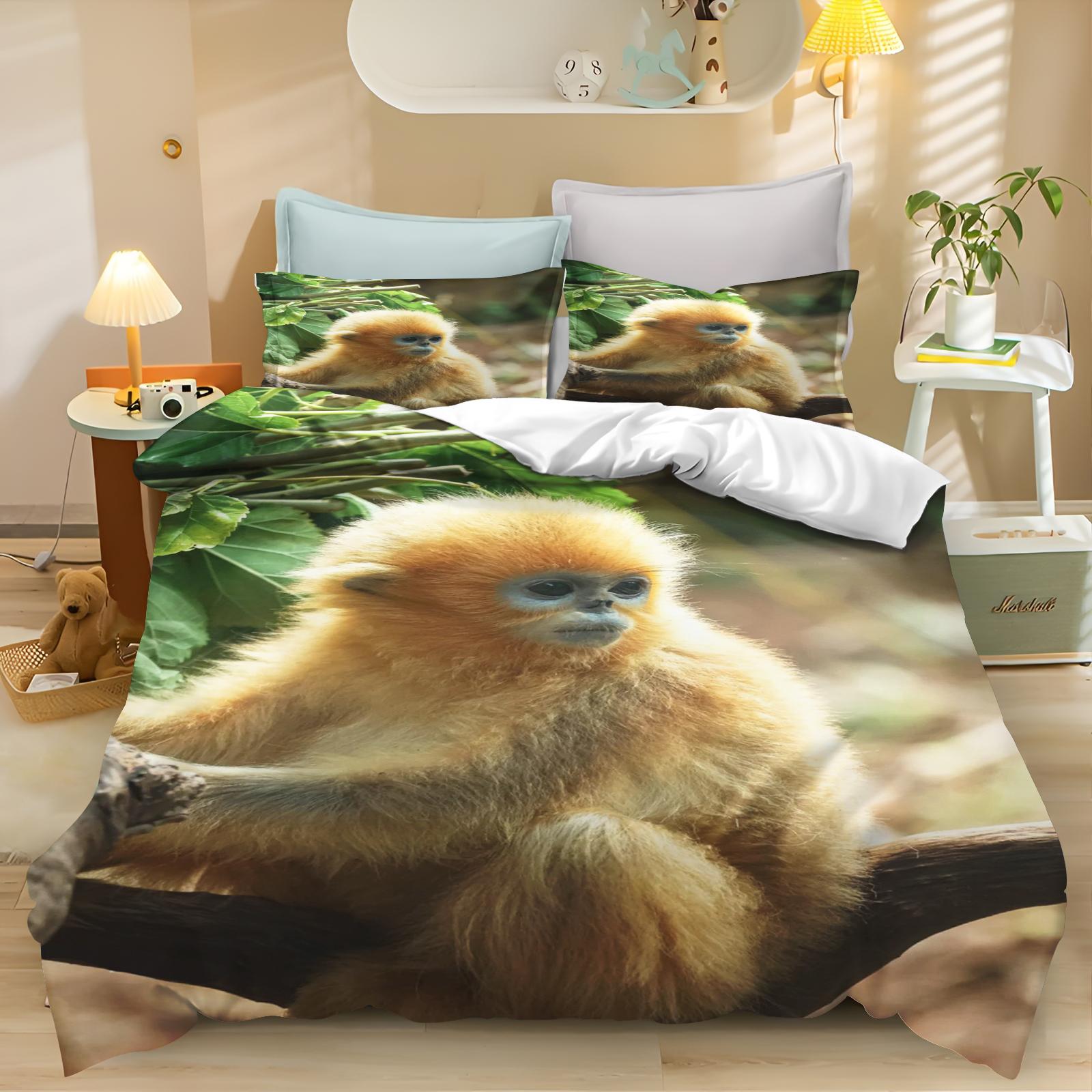 

Cartoon Monkey Anime Cute Duvet Cover Home Pillowcase Set Adult Bedroom Children Comforter Bedding Sets 135x200cm