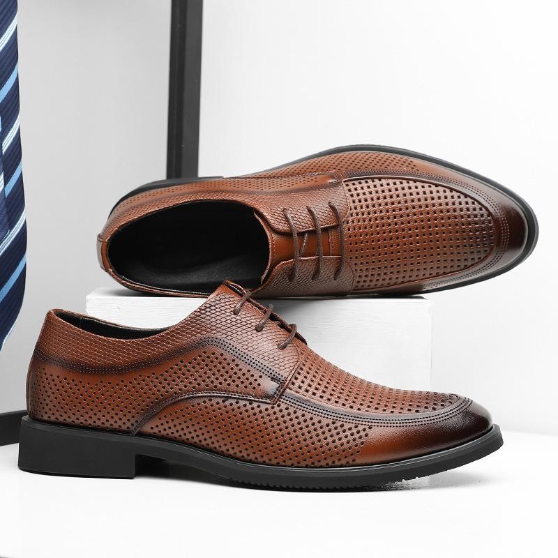 2025New Shoes for Men Summer Breathable Hollow Out Shoe Fashion Business Dress Shoes Luxury Casual Leather Shoes for Men Loafers