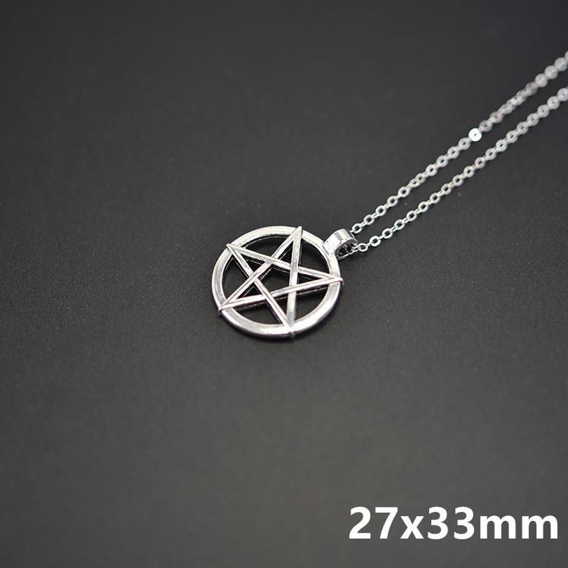 Goth Wicca Witch Pentacle Amulet Pendant Vintage Star Chain Necklace For Women Men Kpop Gift Jewelry Making
