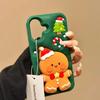 Cute Healing 3D Christmas Gingerbread Man Stand Phone Case For iPhone 17 AIR 16 15 14 13 Pro Max Plus Y2K Cartoon Green Cover
