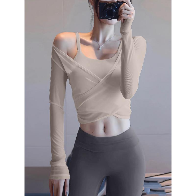 

Celebrity Fitness Yoga Set: Sweet Three-Piece Mesh Layer, High-Waisted Tummy Control Pants, Long Sleeve Sports Top for Women Large