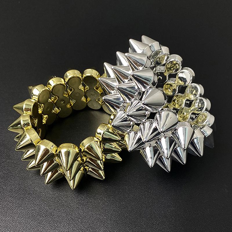 Y2K Šperky Třívrstvý Náramek s Hroty Punk Grunge Cool Módní Náramky Pro Ženy Goth Doplňky