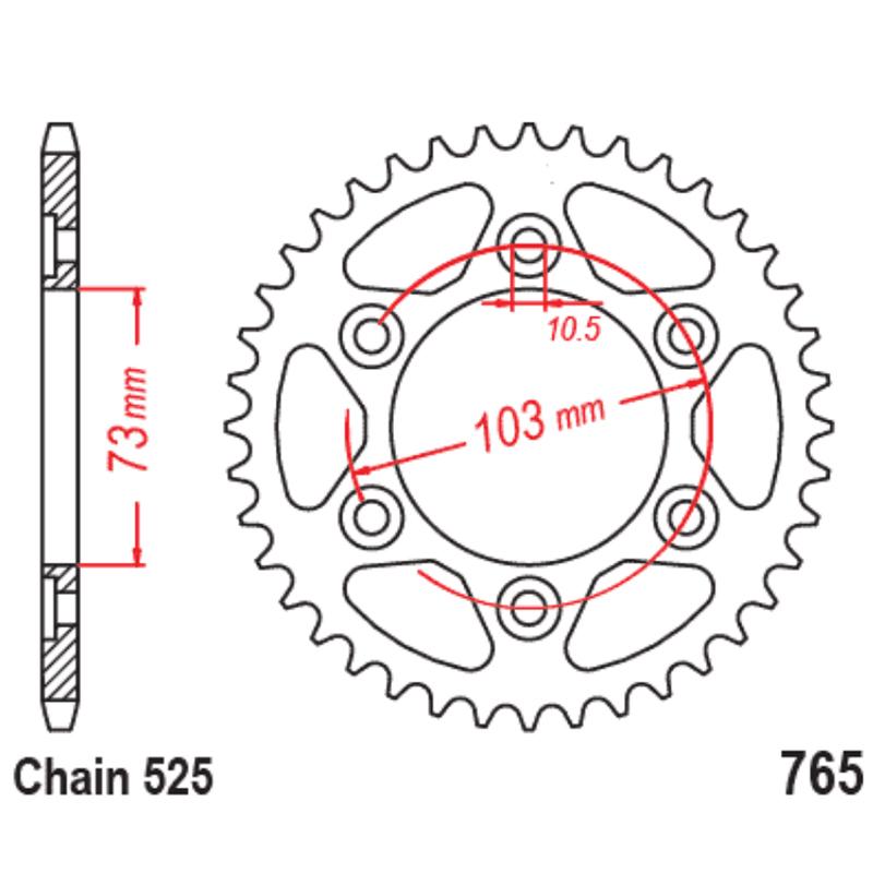 Motorcycle 525 Rear Sprocket For Ducati 937 Multistrada V2 22-23 950 Multistrada S 19-21 937 Desert X 23-24 950 Desert X 2022-23
