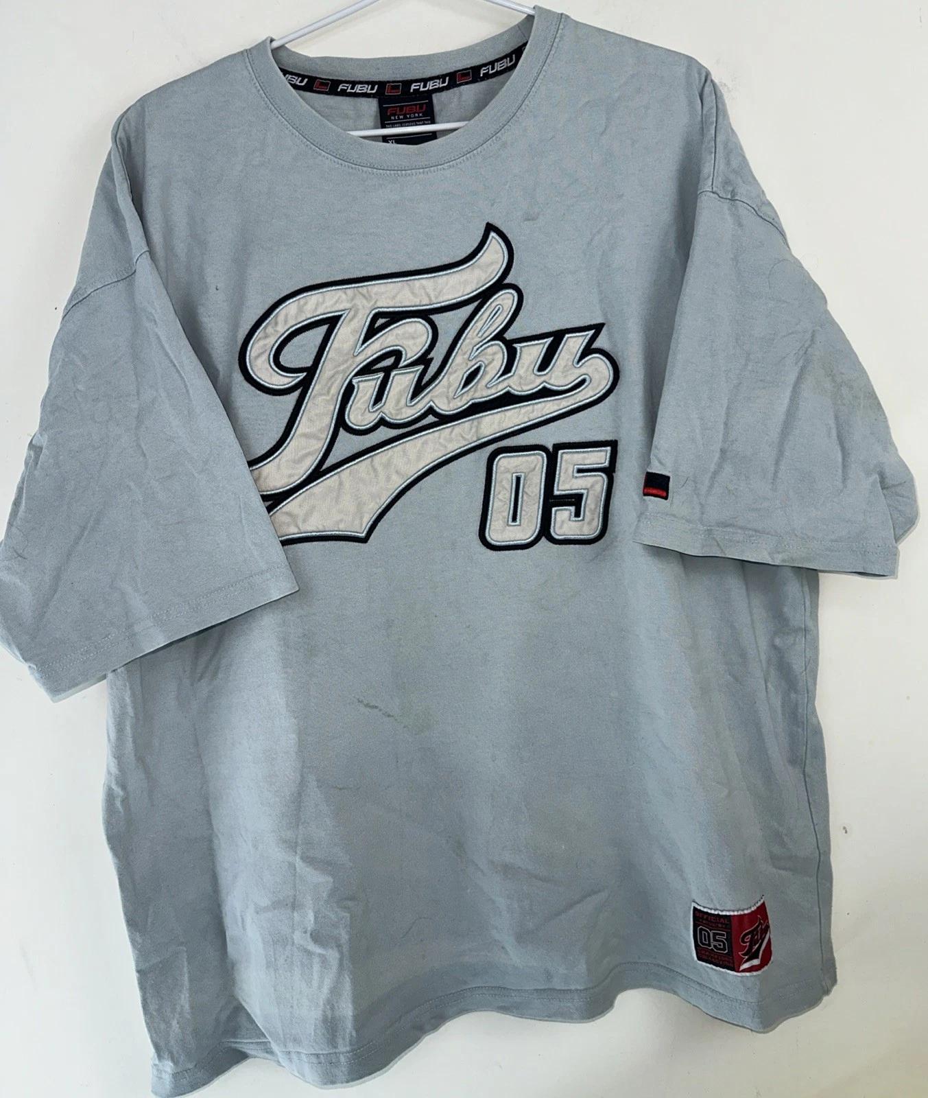 

FUBU 05 Light Blue Short Sleeve Graphic T-shirt Mens XL Hip Hop Streetwear Y2K S