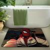 Authorized 1pc Cartoon Printed Rug, Deadpool Red Black Battle Suit Holding Dual Knives Mechanical Drawing Background Pattern E