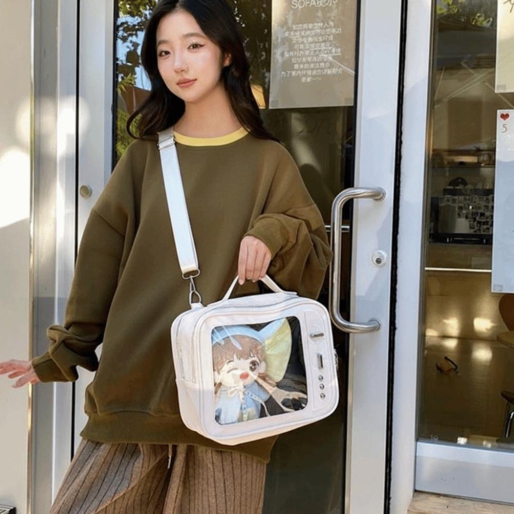 Large Capacity TV Model Backpack PU Shoulder Bag Fashion Transparent Layer Ita Bag  Daily