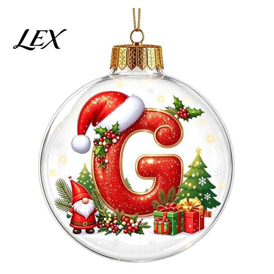 Indoor Outdoor Xmas Hanging Ornaments 26?Letter Acrylic Christmas Ball Ornament, 3D Crystal Style Alphabet Tree Decorations Pendant, Home